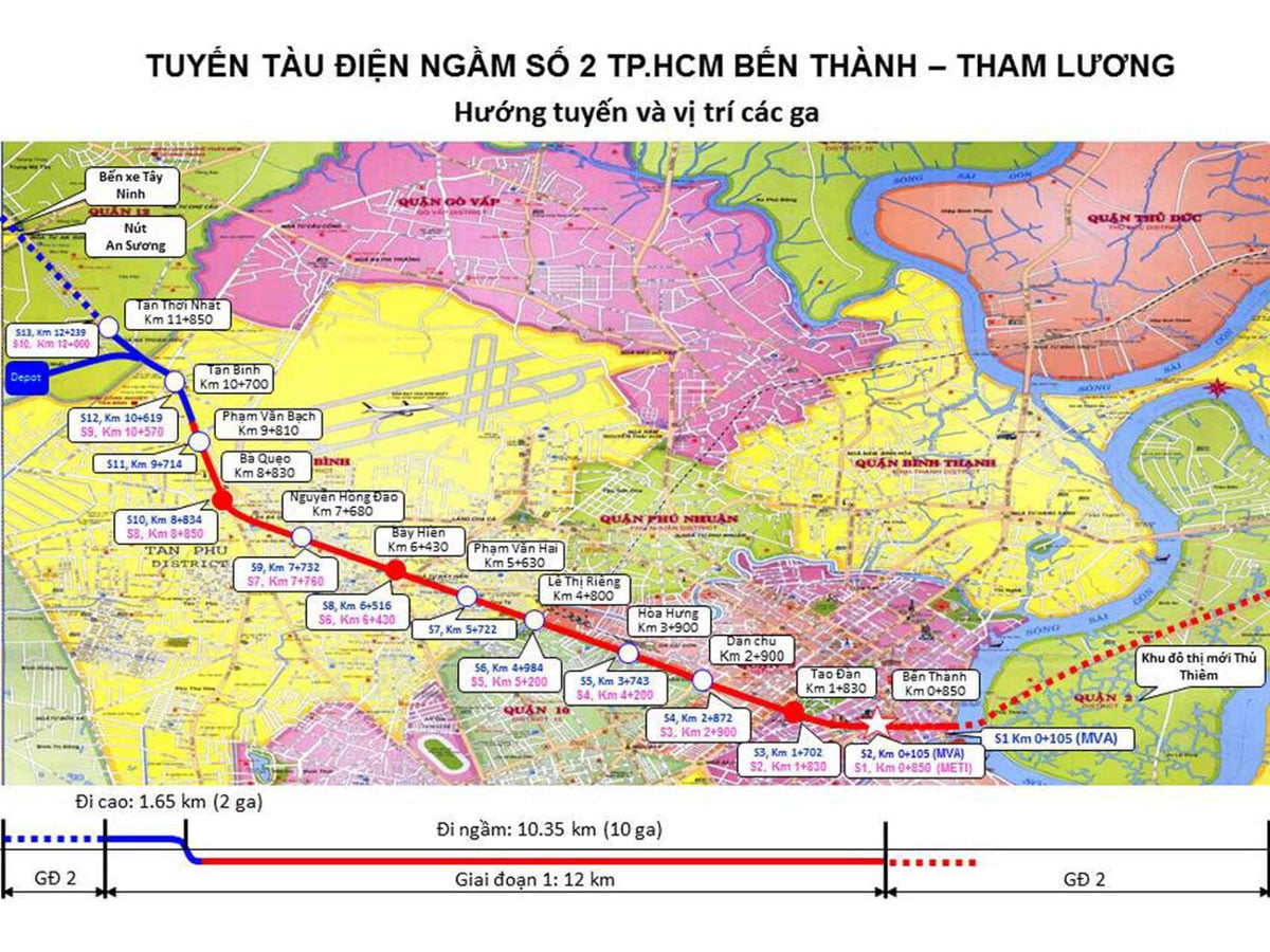 Tuyến metro số 2: Bến Thành - Tham Lương. Thông tin chi tiết